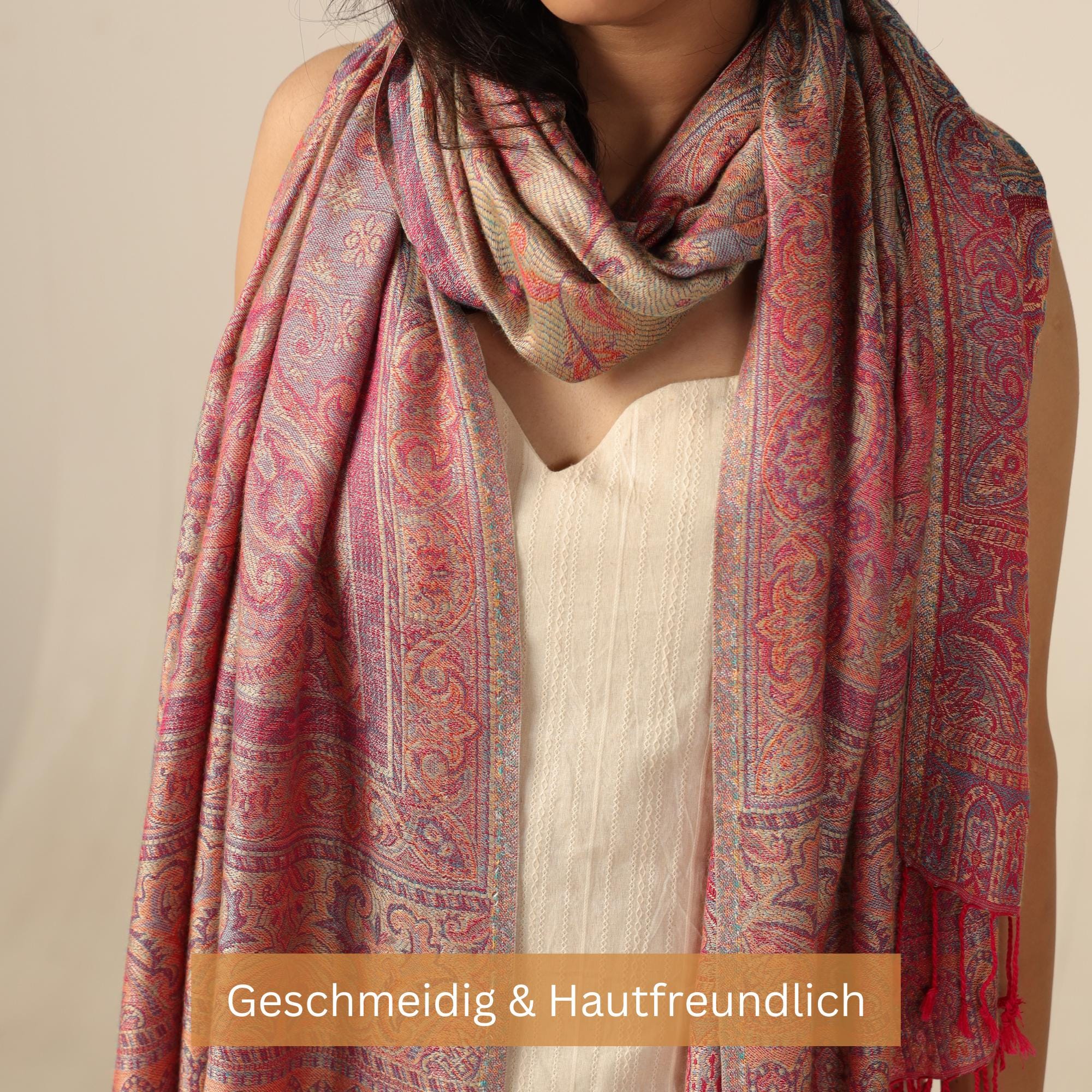 Pashmina Schal Aus Baumwolle – Vegan, Weich & Elegant | Indischer Schal Mit Paisley-muster | Boho Stola  Spirituelle Geschenkidee Für Frauen