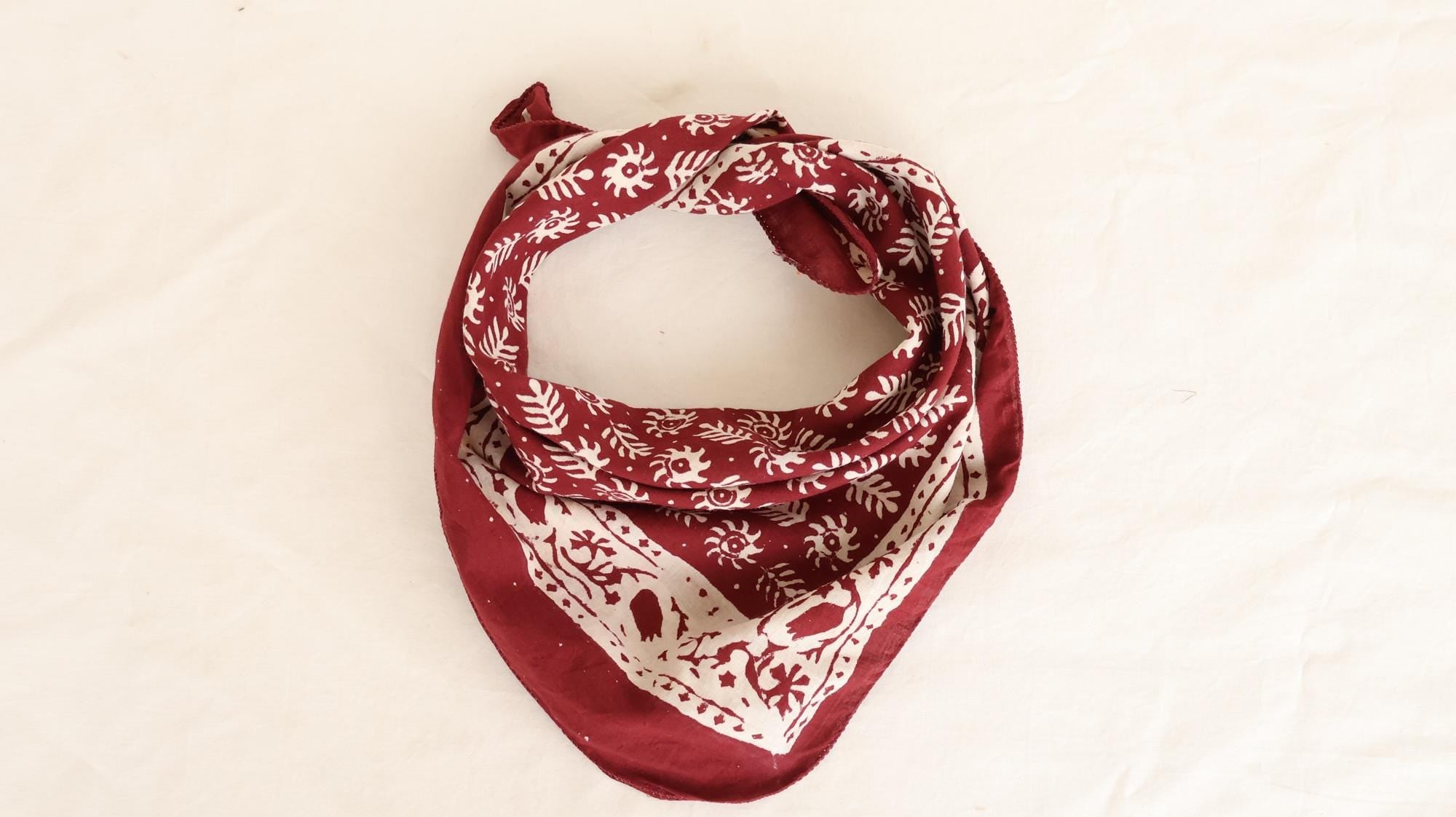 Set Of 7 - Cotton Bandana, Boho Cotton Scarves, Lightweight Neck Or Hair Wrap, Unisex Sustainable Accessory, Hair Or Neck Wrap Gift For Her