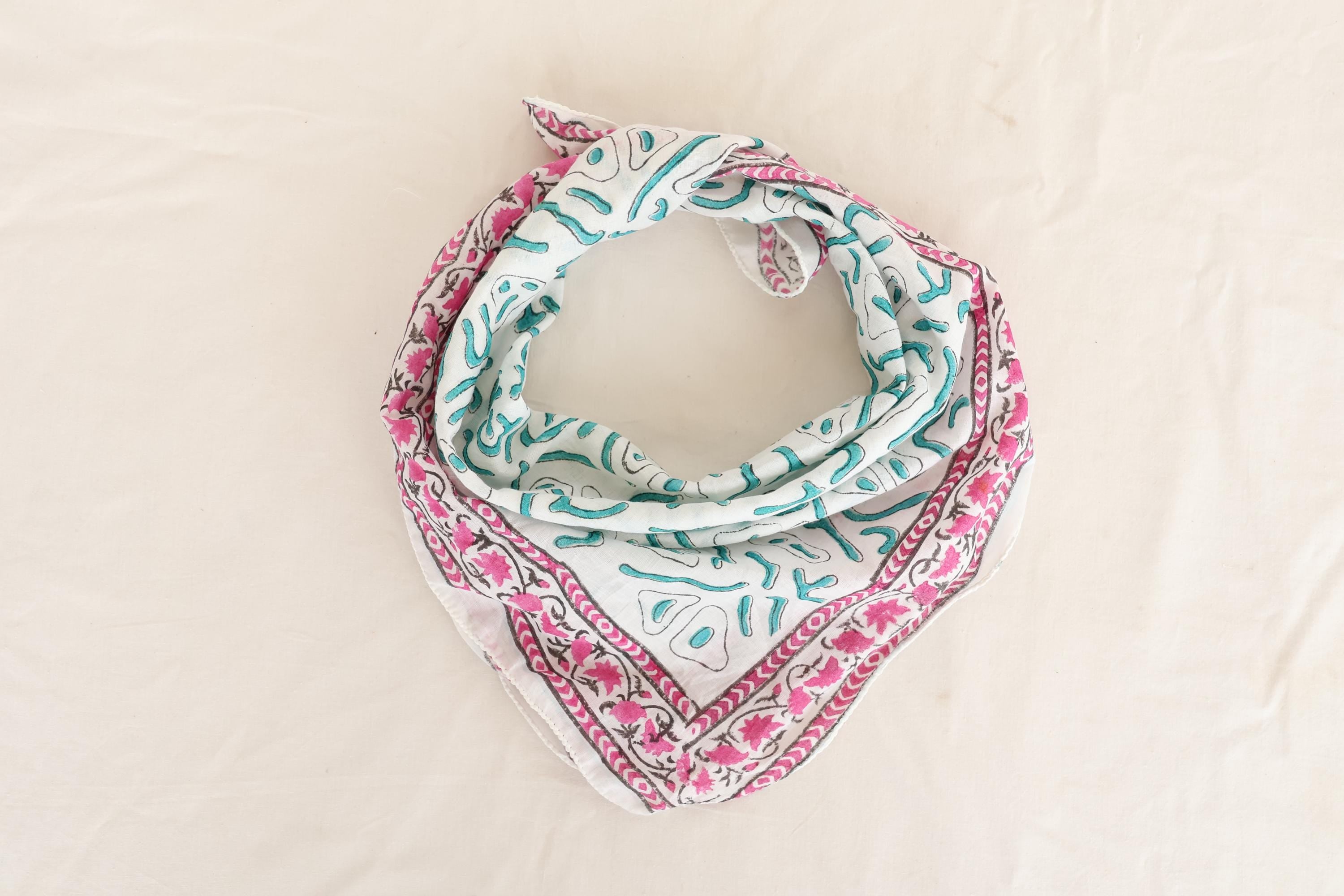 Set Of 7 - Cotton Bandana, Boho Cotton Scarves, Lightweight Neck Or Hair Wrap, Unisex Sustainable Accessory, Hair Or Neck Wrap Gift For Her