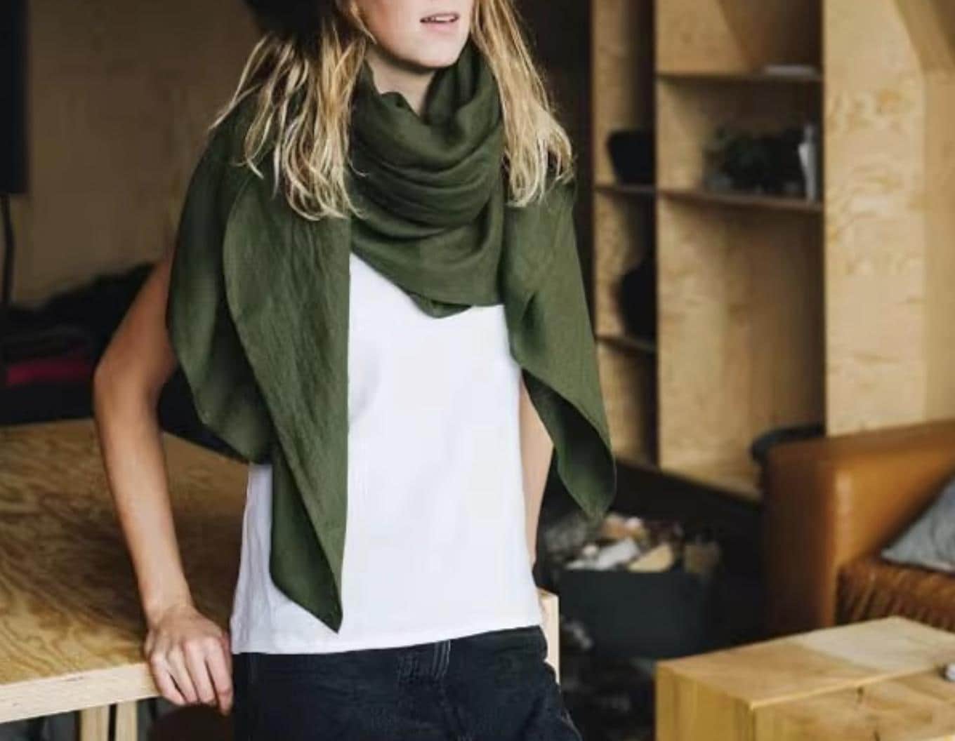 Large Linen Scarf Square Natural Linen Wrap Oversized Summer Shawl Handmade | Size 140 × 140 Cm Approx. 55 × 55 Inches
