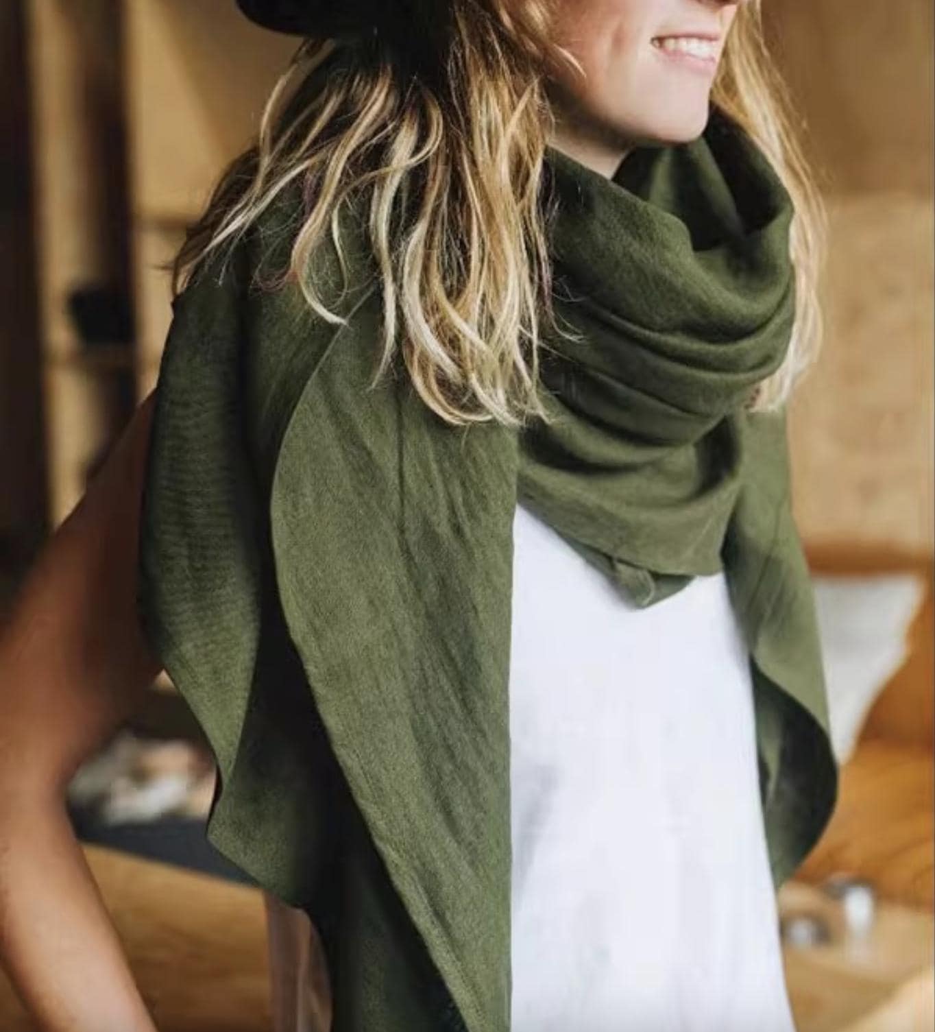 Large Linen Scarf Square Natural Linen Wrap Oversized Summer Shawl Handmade | Size 140 × 140 Cm Approx. 55 × 55 Inches