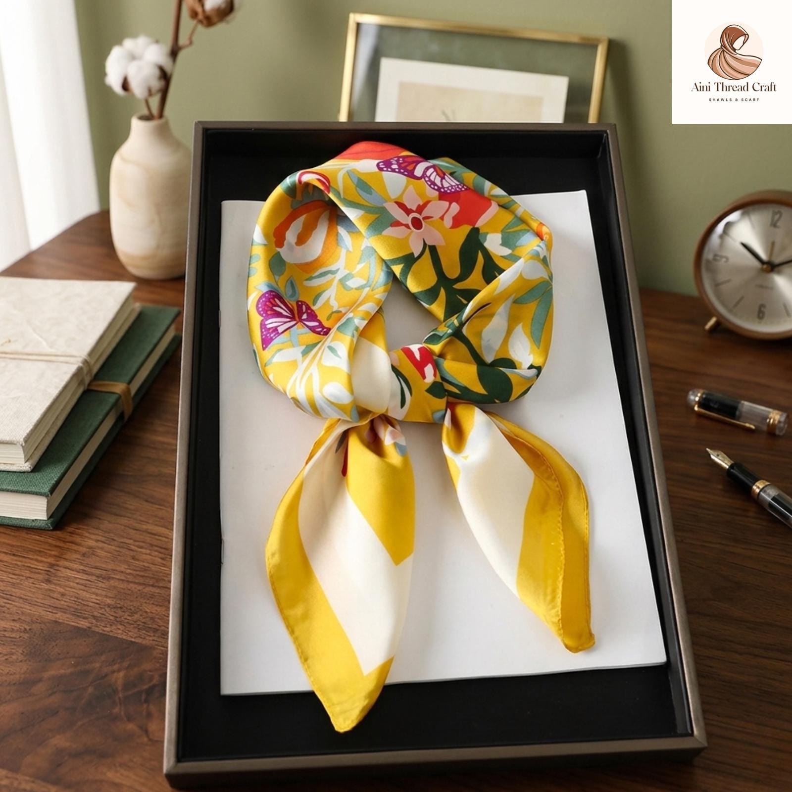 Luxury Square Satin Silk Scarf For Women – Elegant Hijab Hair Wrap, Neckerchief, Headband Ribbon, Fashion Bandana Shawl