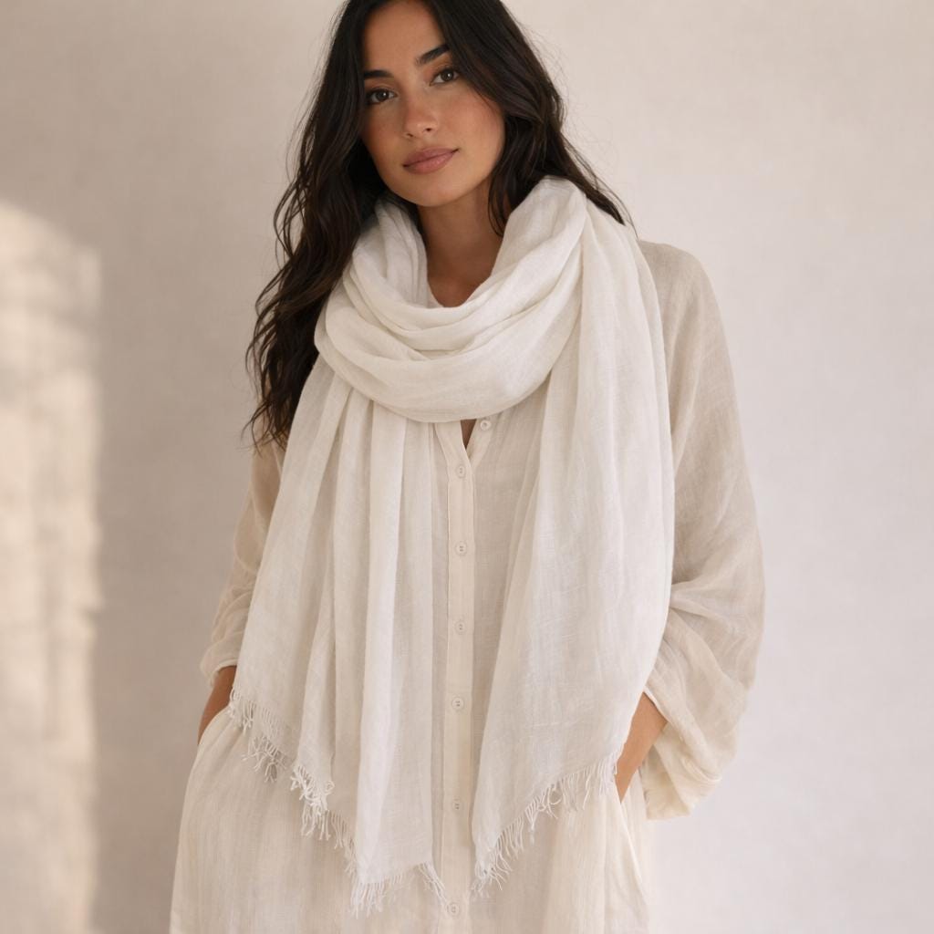 Oversized Cotton-linen Scarf Shawl – Pashmina Style Wrap, Women’s Head Scarf Muslim Hijab