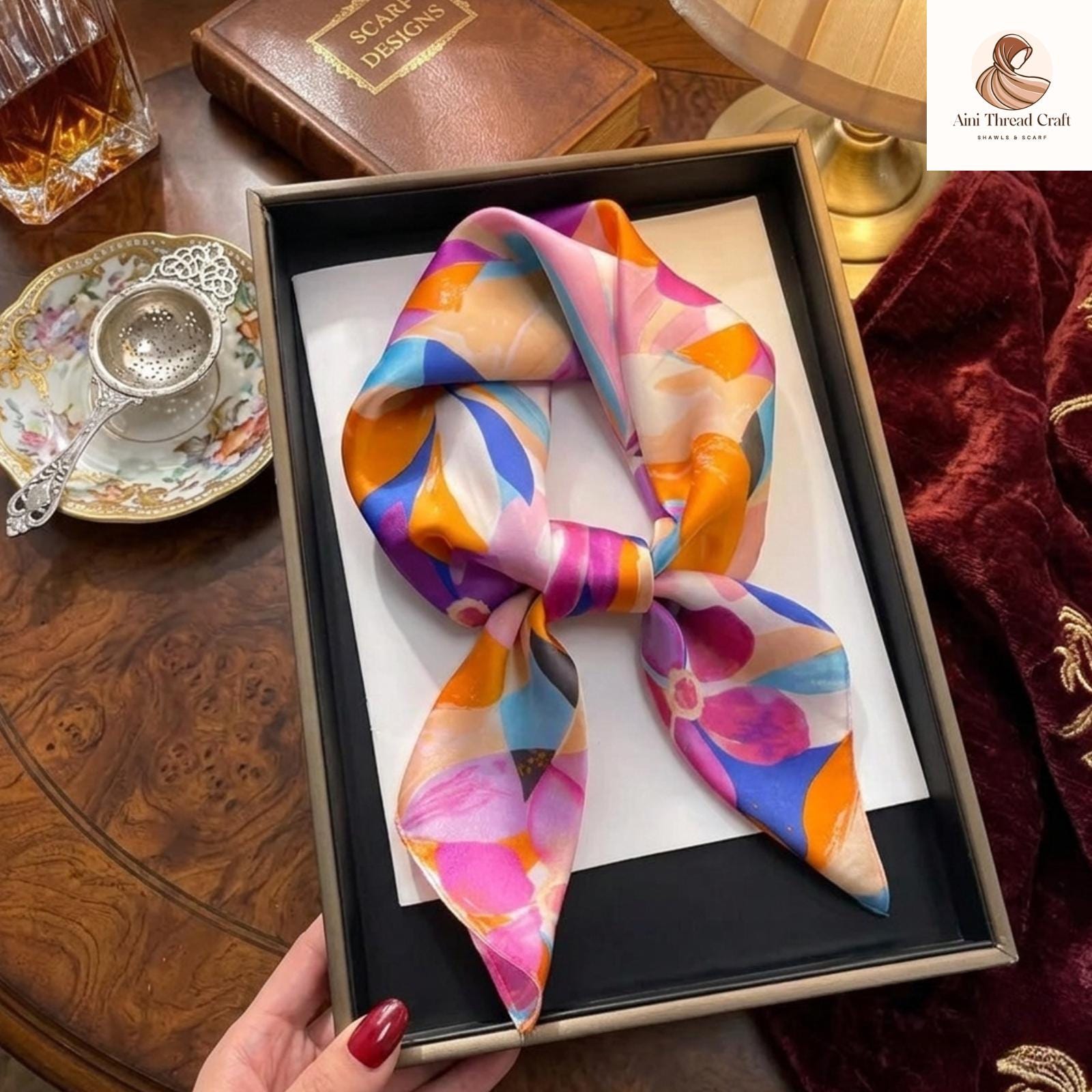 Luxury Square Satin Silk Scarf For Women – Elegant Hijab Hair Wrap, Neckerchief, Headband Ribbon, Fashion Bandana Shawl
