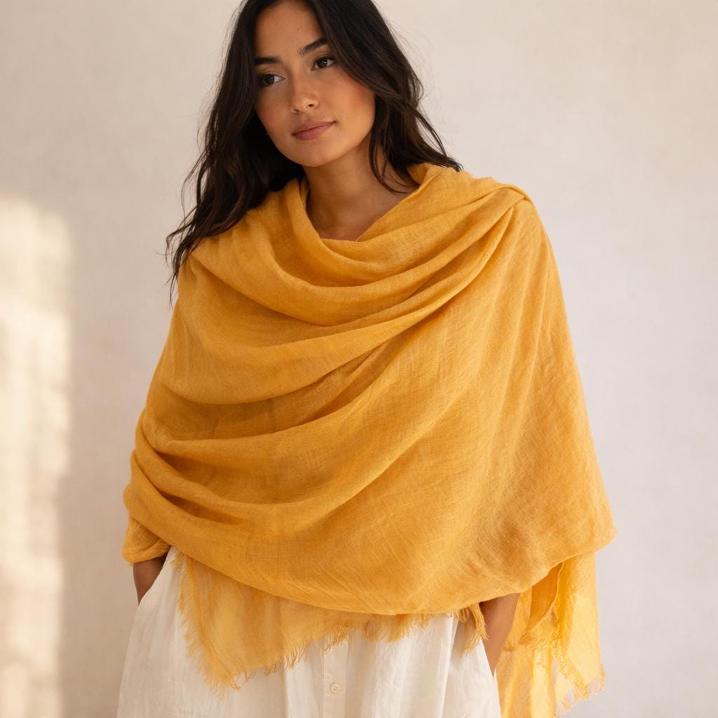 Oversized Cotton-linen Scarf Shawl – Pashmina Style Wrap, Women’s Head Scarf Muslim Hijab